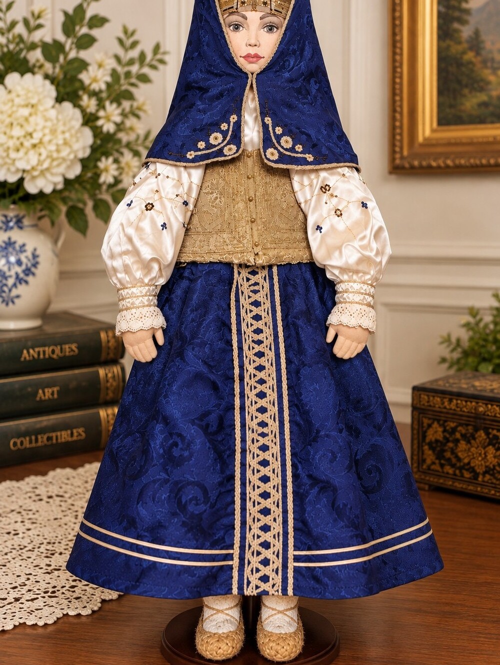 Alexandra Koukova Russian Folk Art Doll Blue Gold 3rd Place Award
